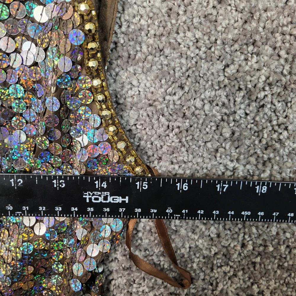 Niteline Della Roufogali Vintage Holographic Sequin Gown Brown‎ Bronze Size 6